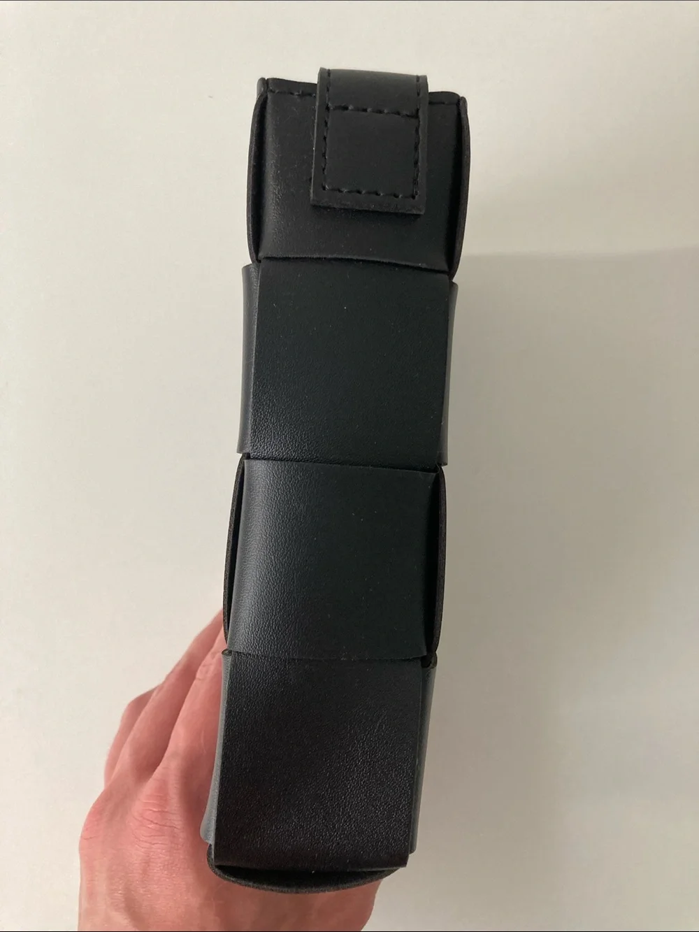 Woven Leather Men’s Belt Pouch - Black